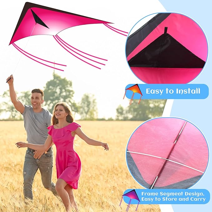 Halloscume Large Delta Kites for Adults Easy to Fly 57.1 Inch with 328.1 ft String Rainbow Beach Delta Kites for Beginner Outdoor Supplies(Novel)