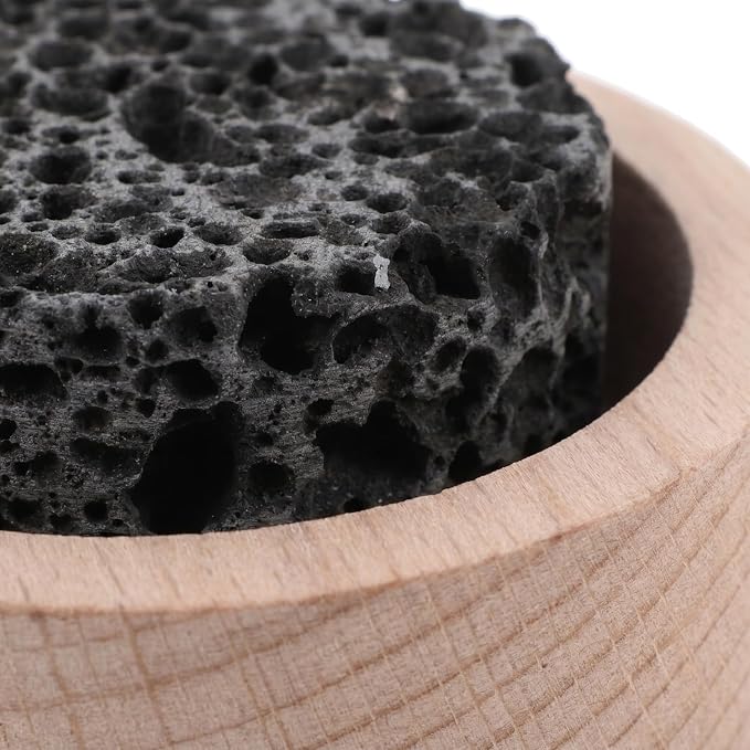 Baluue Passive Essential Oil Diffuser Lava Rock with Wood Base Small Personal Aromatherapy Stone for Essential Oils Desk Office Nightstand Car and Sauna