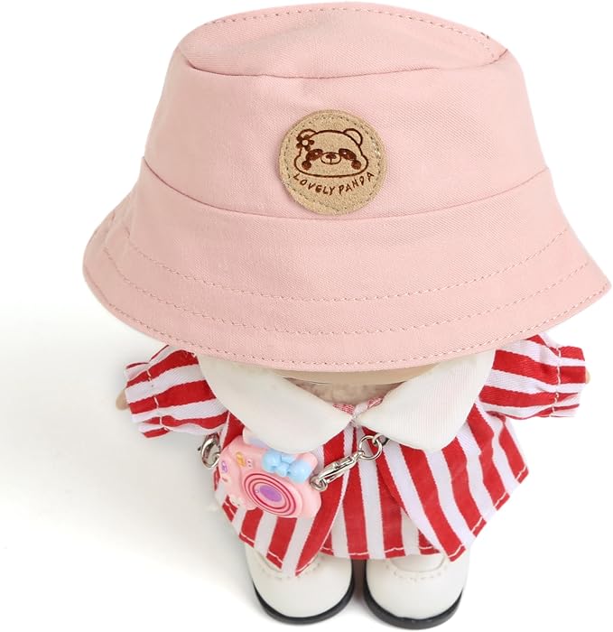 17cm Doll Clothes for Labubu - Kawaii Clown Style Set - Doll's Hat & Doll's Clothing & Doll's Shoes & Camera, Cute Doll Outfit with Accessories for Display, Collectors, Gift - Red (NO Dolls)