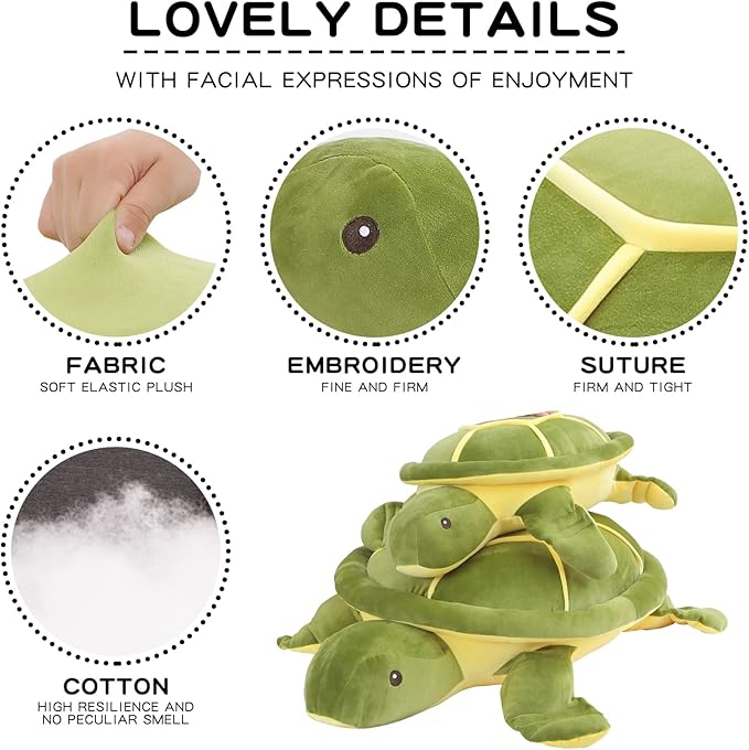 Dalmao 20 Inch Large Sea Turtle Stuffed Animal, Ultra Soft Fluffy Plush Turtle Body Pillow, Cute Ocean Animal Plushie Toy, Cuddly Pillow Gift for Kids Boys Girls Girlfriend, Birthday