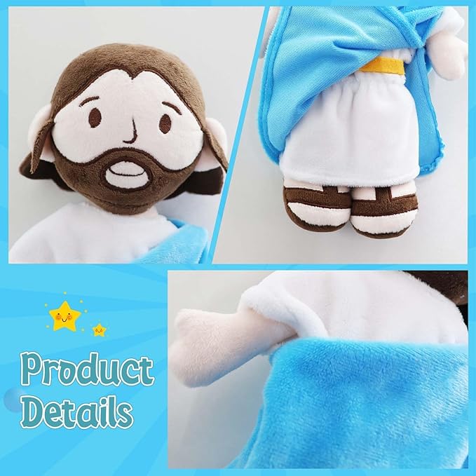 Jesus Plush Doll Guardian Mary Stuffed Baptism plushie Savior Toy for Church Sunday School Religious Easter