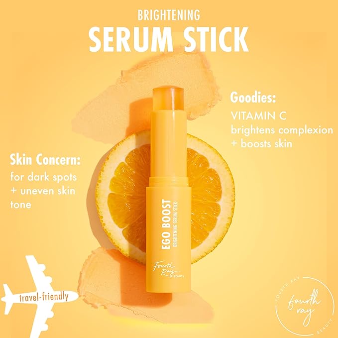 ColourPop Brightening Vitamin C Serum Stick - Radiance-Boosting Face Serum Stick for Glowy Summer Makeup Prep - Enriched with Turmeric to Help Improve the Appearance of Redness - Ego Boost (0.25 oz)