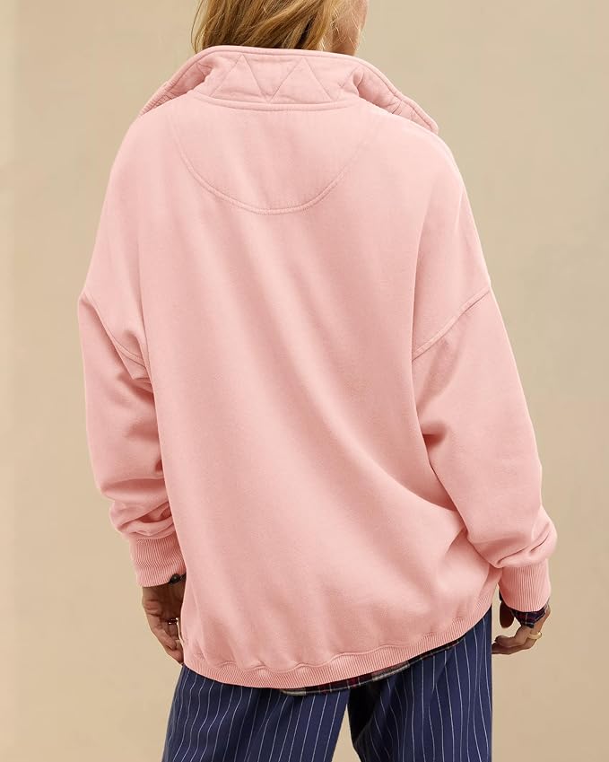 Gacaky Sweatshirt for Women Oversized Casual Long Sleeve Button Henley Neck Pullover Tops Fashion Outfits Clothes