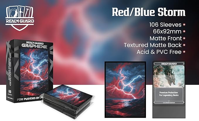 Graphene -100ct Textured Matte TCG/MTG Art Sleeves (Red/Blue Storm)