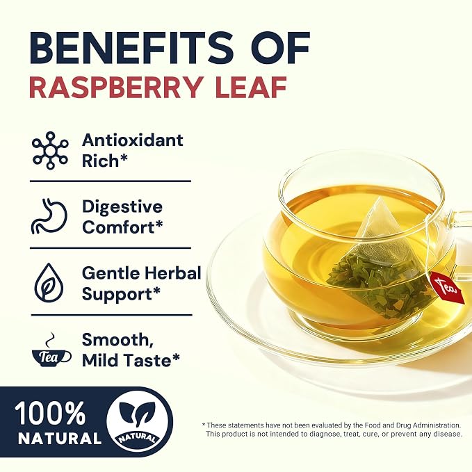 Raspberry Leaf Tea - 40 Teabags, Naturally Caffeine-Free, Mild & Herbal Taste