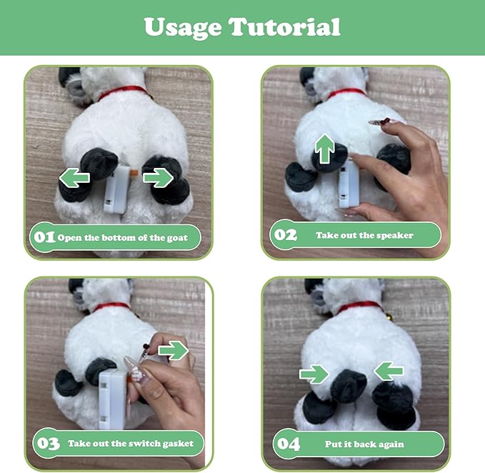 Screaming Sitting White Goat with Bell Plush Animal Toy 10in, Realistic Screaming Goat Plush Toy, Cute and Funny White Goat Animal Plushies Model Gift Collection for Kids