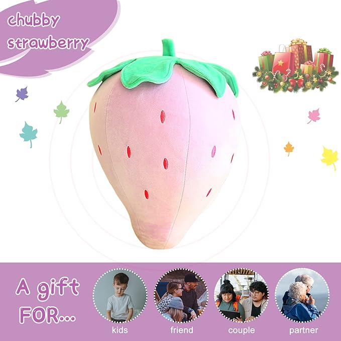 Cute Fruit Kids Pillow Stuffed Strawberry Plush Pillows Super Soft Girls Pillows Cushion Seat for Kids Toys (Purple,13.7"/35cm)
