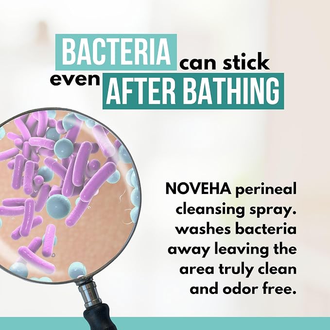 Noveha Perineal Spray & Cleanser | No-Rinse Formula for Daily Hygiene & Odor Control | Gentle Care for Postpartum, Seniors & Sensitive Areas | 8oz