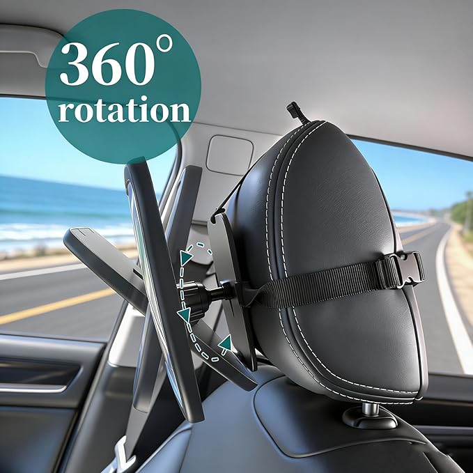 Funbliss Baby Car Mirror for Rear Facing Seat,360° Rotation, Safety Certified Shatterproof Acrylic Glass, Clear Wide View,Infant Mirror for Car Seat Rear Facing