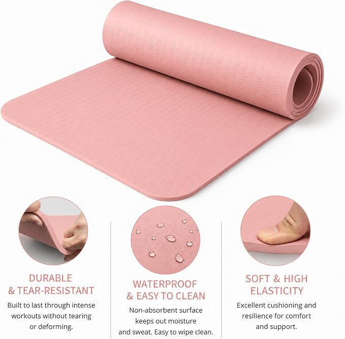 Thick and Wide Yoga Mat 72''x24''/35''(8mm/10mm) for Women and Men, Durable & Cushioned Yoga Mat with Carrying Strap for Pilates, Stretching and Home Workout