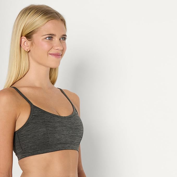 Amazon Essentials Women's Active FormFlex Buttery Soft Light Support Heathered Spaghetti Strap Yoga Sports Bra