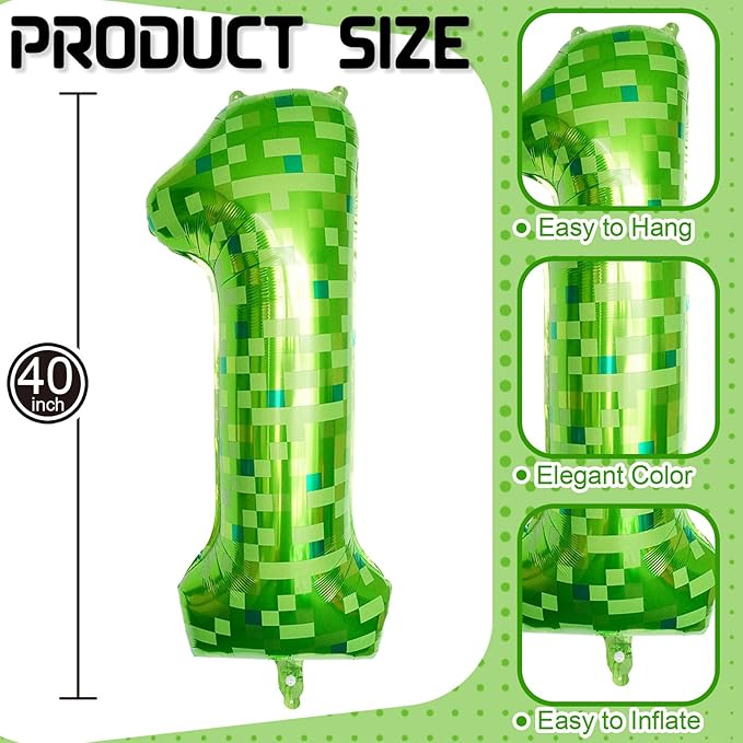 Number 18th Birthday Balloon Lime Green Pixel, 40 Inch Large Dark Kelly Green Number 18 Foil Balloons for Men 18 Year Old Birthday Video Game Forest Golf Patrick's Day Party Decorations Supplies