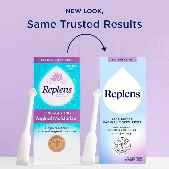 Replens Long-Lasting Vaginal Moisturizer, Relieves Vaginal Dryness for Up to 3 Days, Fragrance Free, 8 Pre-Filled Applicators