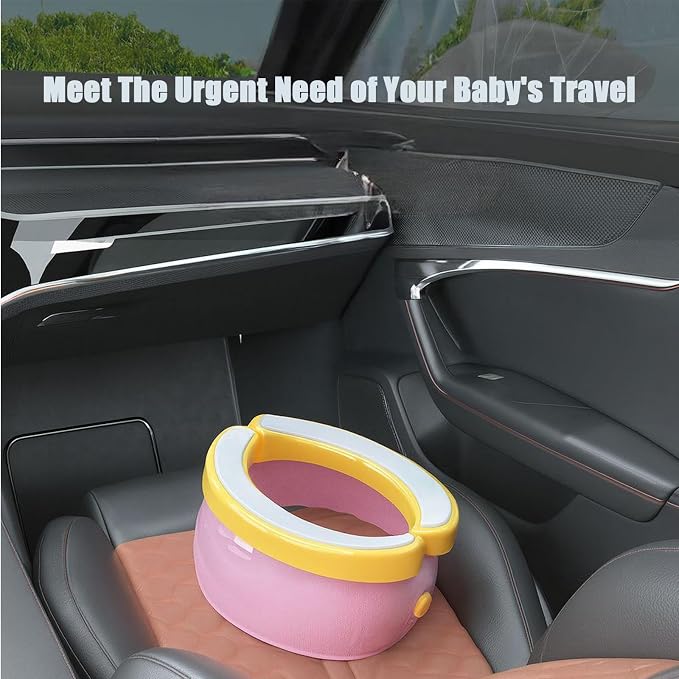 PandaEar Portable, Foldable Potty Seat for Toddler, Travel Toilet Seat Emergency Toilet for Car, Outdoor, Camping, Toddler Travel Essentials (Pink)