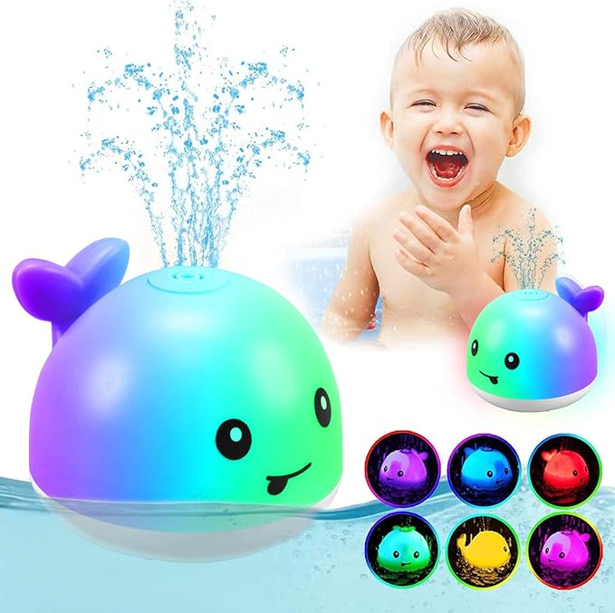 ZHENDUO Baby Bath Toys, Rechargeable Bath Toys, Whale Spray Water Bath Toy, Sprinkler Bathtub Shower Toys for Toddlers Kids Boys Girls, Pool Toy for Baby (White-A)