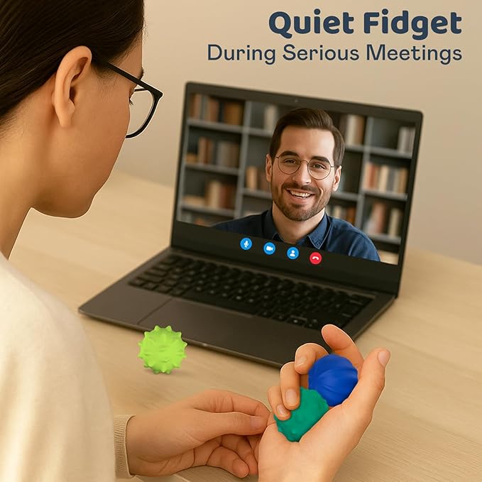 Magnetic Sensory Fidget Balls – 3PC Large Weighted Textured Silicone Stress Relief Toys for Adults & Teens with ADHD, Autism, Anxiety – Quiet Fidget Magnets for Desk, Travel, Office & Gifting