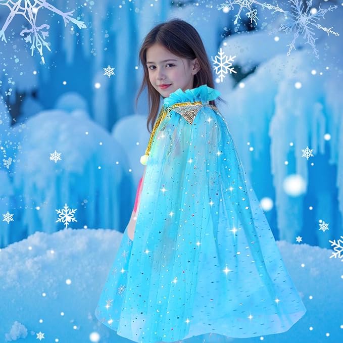 Meland Princess Dress up Clothes for Girl, 11Pcs Princess Cape with Kid Crown Toys,Dresses for Girl 3,4,5,6,7,8 Birthday Gift