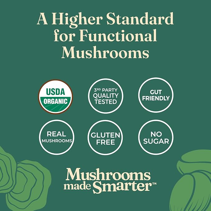 Four Sigmatic Gut Health Mushroom Elixir | Coffee Alternative with Organic Turkey Tail, Organic Chaga Mushroom Powder, Rose Hips & Mint | Digestive Support & Immune Support | 20 Packets