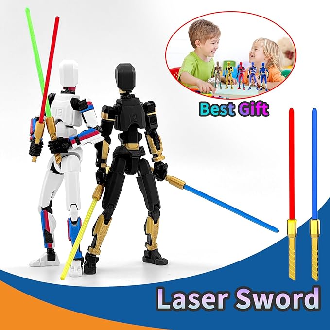 T13 Action Figure Already Assembled, Multi-Colored Titan 13 Action Figure Set Dummy with Laser Saber 3D Printed T 13 Lucky Robo Nova 13 Action Figures, Figura de acción t13 (White Blue Red)