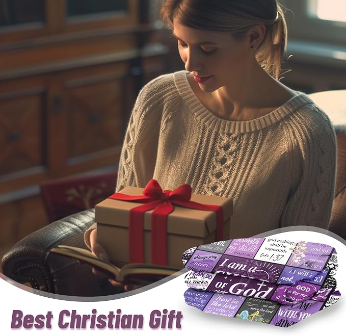 Christian Gifts for Women, Baptism Gifts for Girl, Religious Gift for Women, Christian Gift for Birthday Christmas Mothers Day - I Am A Child of God Purple Blanket（50 * 60in）