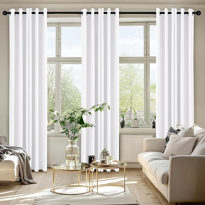 MIULEE Blackout Curtains for Bedroom 2 Panels 40 x 72 Inch Long Pure White | Thermal Insulated, Living Room Darkening Grommet Drapes, Noise Reducing, Light Blocking Window Treatments