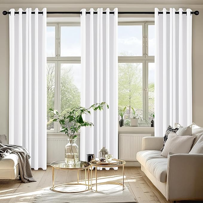 MIULEE Blackout Curtains for Bedroom 2 Panels 40 x 84 Inch Long Pure White | Thermal Insulated, Living Room Darkening Grommet Drapes, Noise Reducing, Light Blocking Window Treatments
