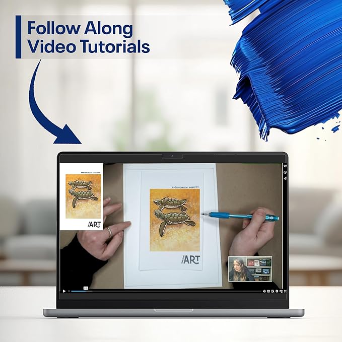 Painting4Real DIY Painting Class Kit for Adults with Video Tutorials: Learn to Paint Turtles – How to Paint with Acrylics – Painting & Art Supplies – 9 Piece Acrylic Paint Set