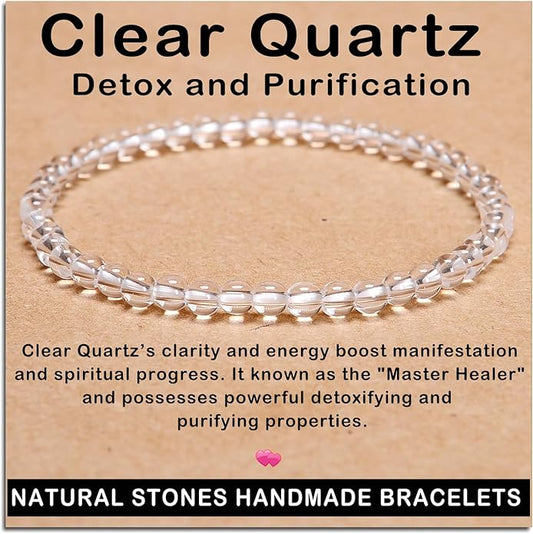 AD Beads Handmade Gemstone Stretch Elastic Bracelet Crystal Healing Reiki Nature's Beauty and Spiritual Essence Unisex