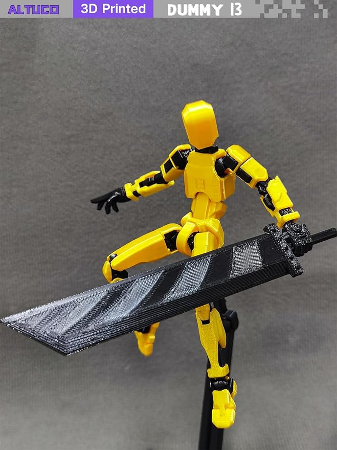 T13 Action Figure for Kids,3D Printed Titan 13 Figure with Multiple Accessories,Dummy 13 Desktop Decorative Toy(Gold)