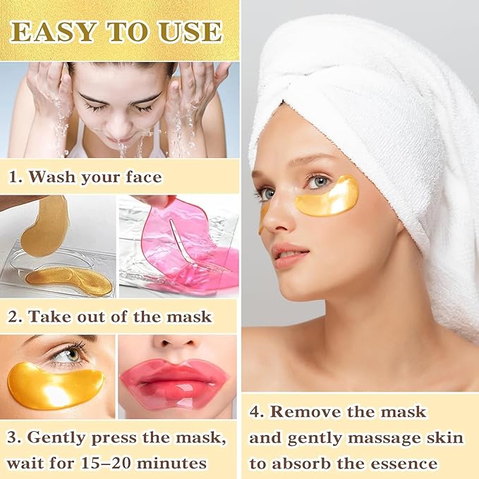 Eakroo 30 Pairs Lip Mask and Eye Mask, Hangover Kit, Sleepover Party Supplies for Girls, Eye Patches for Puffy Eyes, Party Supplies, Hangover Patches, Mothers Day Gifts, Teacher Appreciation Gifts