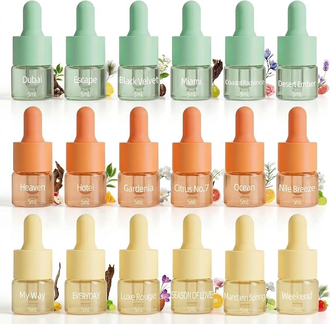 Hotel Fragrance Diffuser Oil | Gift Set | Inspired by Luxury 5-Star Hotels | Aromatherapy Diffuser Oil | Notes of Nile Breeze, My Way, Hotel and More, Total 18 Essential Oils for Home