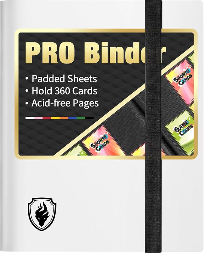 Heavy Duty Card Binder, Fabmaker 9 Pocket Trading Card Binder Holds 360 Cards, Sleek Side-Loading Card Album, Sturdy Card Collection Folder for TCG, MTG, Yugioh, Other Game Cards, Sport Cards, White