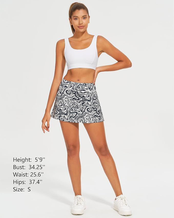 Stelle Women's Tennis Golf Skirts High Waisted with Pockets Inner Shorts for Athletic Skorts Sports Running Pickleball