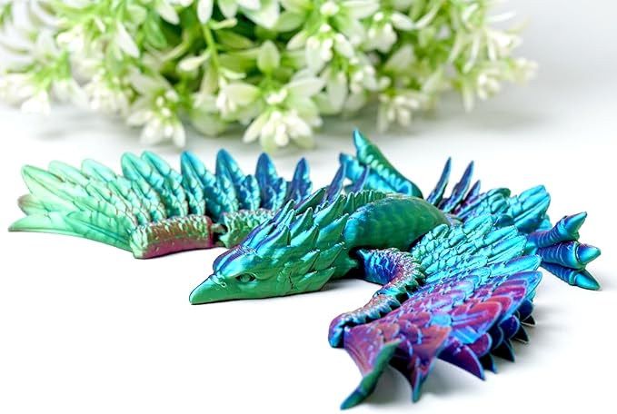 3D Printed Phoenix Model,Flexible Realistic Articulated Animal Fidget Toys,Mystery Figurines Gifts for Easter,Executive Desk Funny Décor and Festival Collectible,Easter Basket Stuffers (RGB)