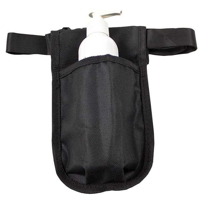 5 Pack Rapport Single Massage Bottle Holster with 8 Ounce White Bottle & Pump for Lotions and Oils. - The Essential Accessory for Massage Therapy Practitioners by Body Linen (Black)