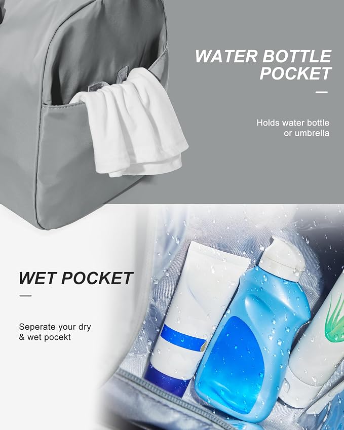 Gym Bag Womens Mens with Shoes Compartment and Wet Pocket Travel Duffel Bags for Women for Plane Sport Gym Tote Bags with Toiletry Bag Waterproof Weekend Overnight Carry on Bag Hospital Holdalls