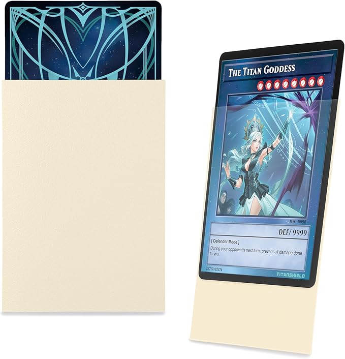 TitanShield (150 Sleeve) Colored Small Japanese Sized Trading Card Sleeves Deck Protector for Yu-Gi-Oh, Cardfight!! Vanguard & More (Ivory)