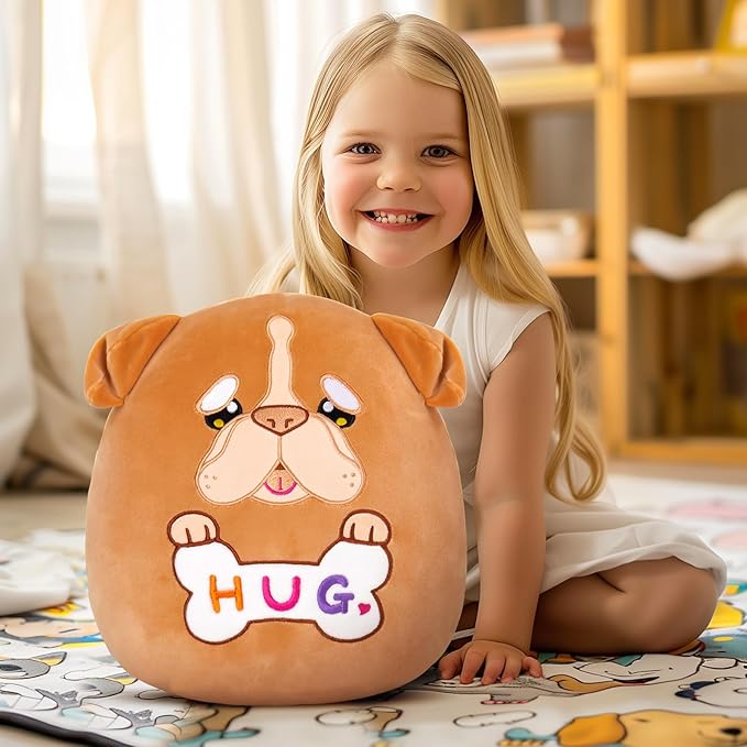 Glow Guards 12 Inch English Bulldog Plush Pillow Cute Bulldog Stuffed Animal Soft Plush Toy Stuffed Animals Birthday Gift for Boys Girls Kids
