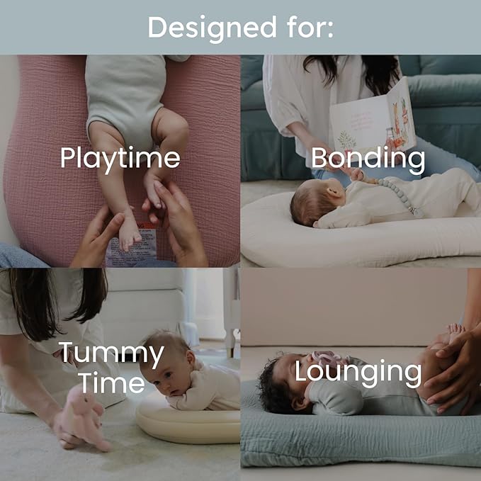 Snuggle Me® Baby Lounger Curve (0-6 Months) - Premium Organic Cotton with Foam Core, Machine-Washable Cover, Buttery-Soft & Breathable CSPC Compliant Infant Lounger Baby Nest with Travel Bag - Gumdrop