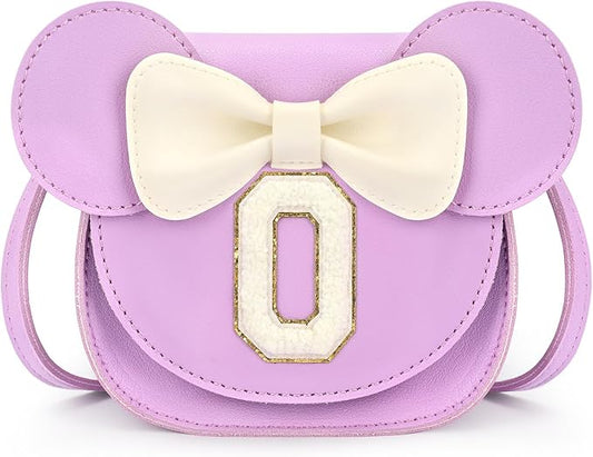mibasies Toddler Purse Girl Gifts: Girls Birthday Gifts for 3-8 - Toys for Ages 2-4 Girls Mouse Ears Purse, Purple, Letter O