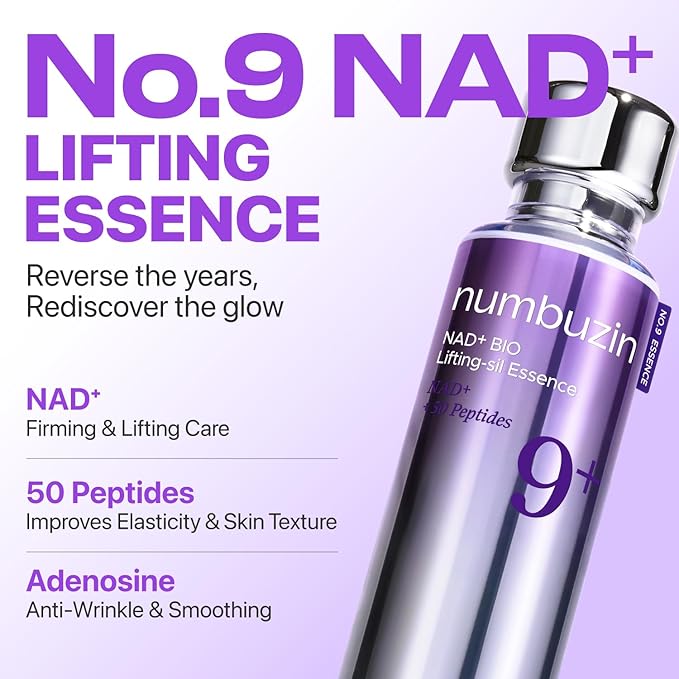 numbuzin No.9 NAD+ BIO Lifting Serum for Glow, Firming & Wrinkles, Peptide Facial Serum for Sagging Skin, Fine Lines & Elasticity, Hydrating & Tightening Formula, Korean Skincare 1.69 fl oz