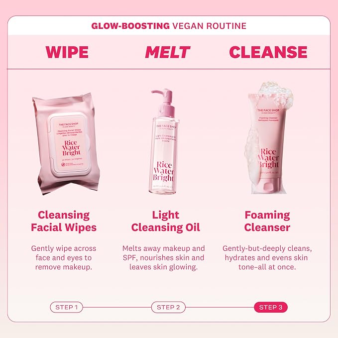 The Face Shop Rice Water Bright Foaming Cleanser, Hydrating Korean Face Wash with Ceramides, Deep Pore Cleansing, All Skin Types, Gentle Skincare, Vegan, 5.0 fl. oz. (Pack of 2)