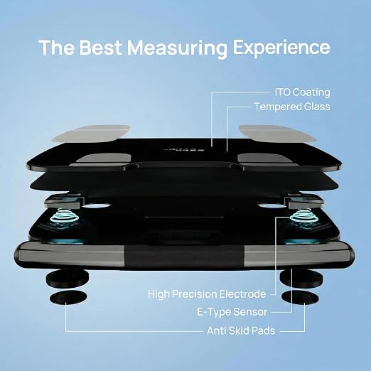 Sense Smart Scale Pro, Tracks 50+ Health Metrics, Body Composition, Heart Rate, Body Fat Analysis and More, Auto Identifies User, Seamless FITTR App Sync, Black