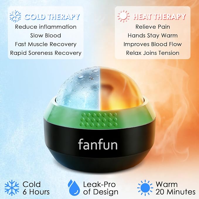 Massage Ice Roller Ball - Cold & Heat Therapy Roller for Deep Tissue Massage Pain Relief, Plantar Fasciitis Roller (Black & Green)