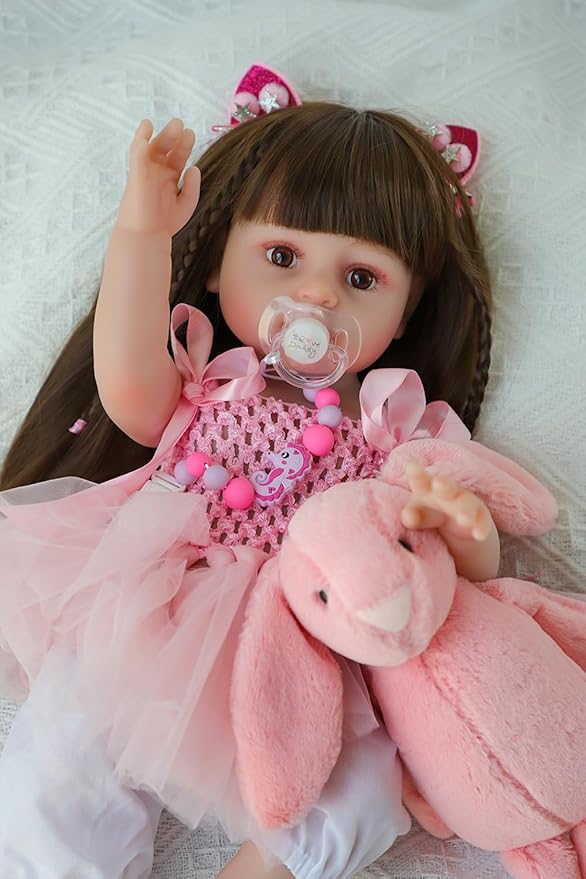SCOM Lifelike Reborn Dolls Girl -20 Inch Realistic Baby Doll Newborn Baby Dolls，Lifelike Baby Doll Silicone Toddler Clothes Gift Set for Age 3+