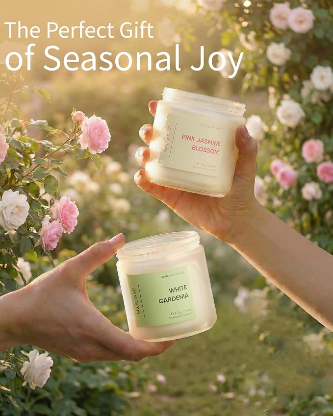 M&SENSE Bluebell Orange Blossom Scented Candle | 11.6oz Natural Soy Wax | 70-Hour Burn Time, Non-Toxic 2-Wick Candle for Home Refresh, Spring Decor & Self-Care Gifts