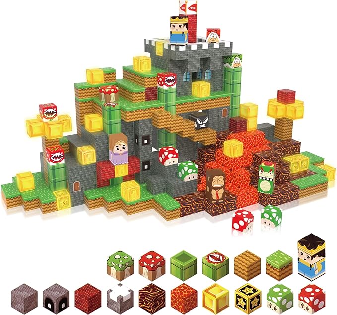 Magnetic Blocks -100Pcs Magnetic Building Blocks Cubes for Kids, STEM Sensory Toys for Kids Games Boys Girls Ages 3-5 6-8 Christmas Birthday Gifts