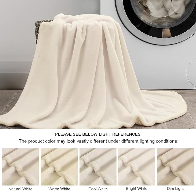 BEDELITE Fleece Blanket Soft Plush Throw for Couch Beige 50"x60" | Ultra Soft Fleece, Plush Microfiber, Lightweight Warmth, All Season Comfort, Fade Resistant, Machine Washable, Couch Sofa Bed