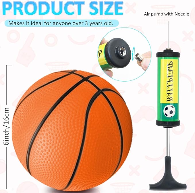 Oleitodh 15Pcs 6" Mini Basketball Balls Bulk Small Basketball Set, PVC Small Basketballs for Over The Door Hoop Games Party Favors Indoor Outdoor Play Adults Kids Pool Beach Colorful