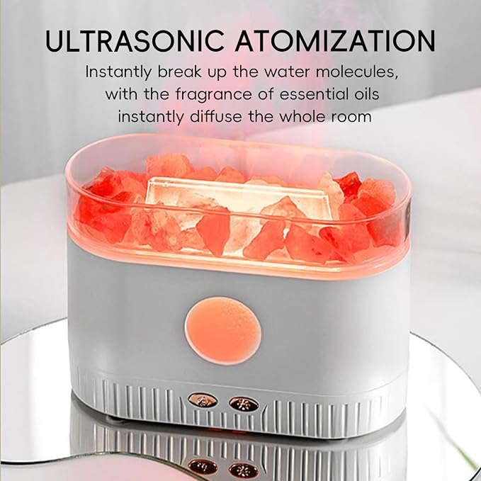 YALEDI Aromatherapy Essential Oil Diffuser, 3-in-1 Himalayan Salt Lamp Diffuser with 7 Color Lights, 200ml Ultrasonic Cool Mist Humidifier for Home Bedroom Yoga, Himalayan Pink Salt Therapy (Grey)